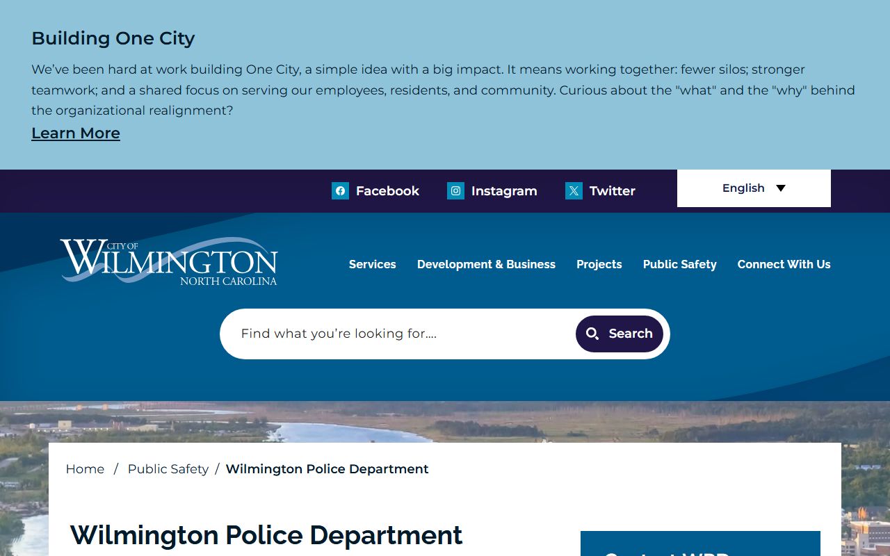Wilmington phone directory police department contact card