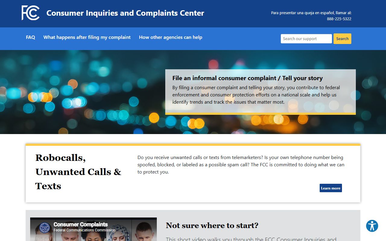 Wilmington phone area codes FCC Consumer Complaint Center