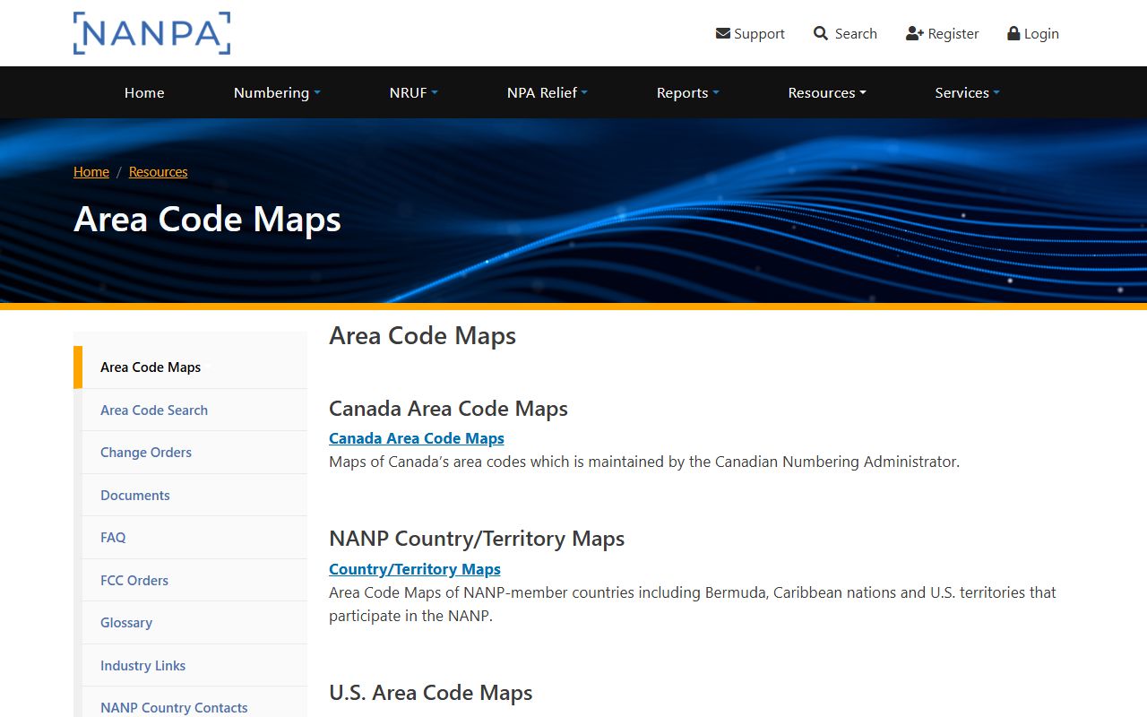 Wilmington phone area codes NANPA area code map lookup